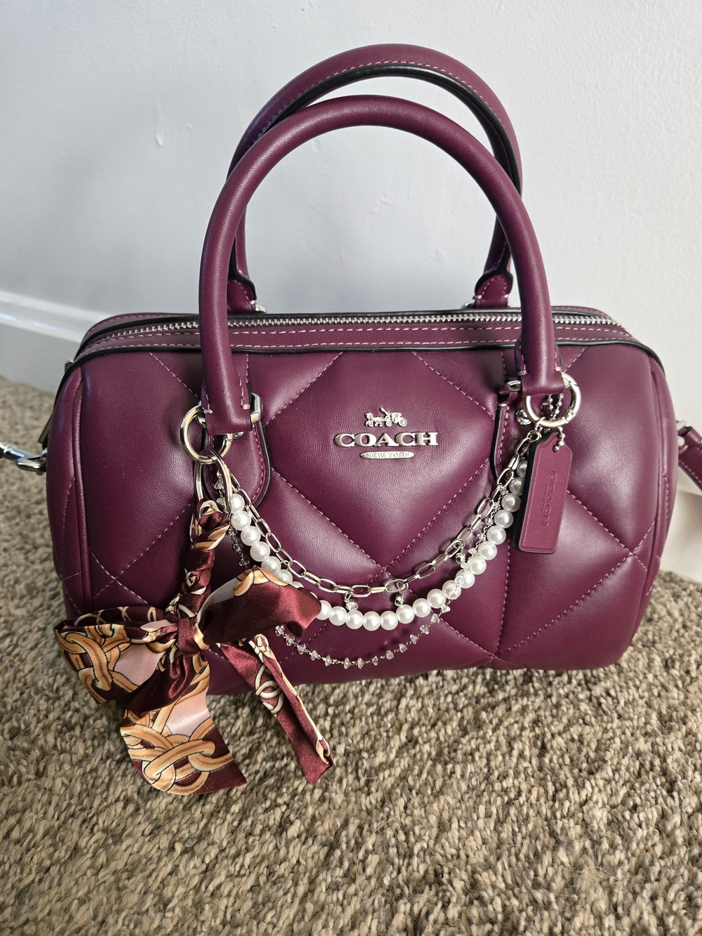 Coach Quilted Leather Satchel - Plum Berry - Rowan